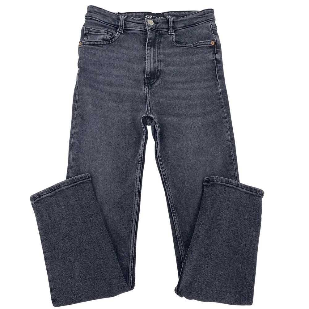 Zara High Waisted Skinny Jeans Faded Black Denim Size 4 Join Life 26 Inseam